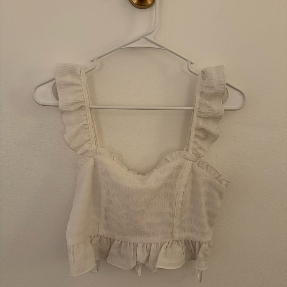 Princess Polly White Cream Ruffle Women's Top
